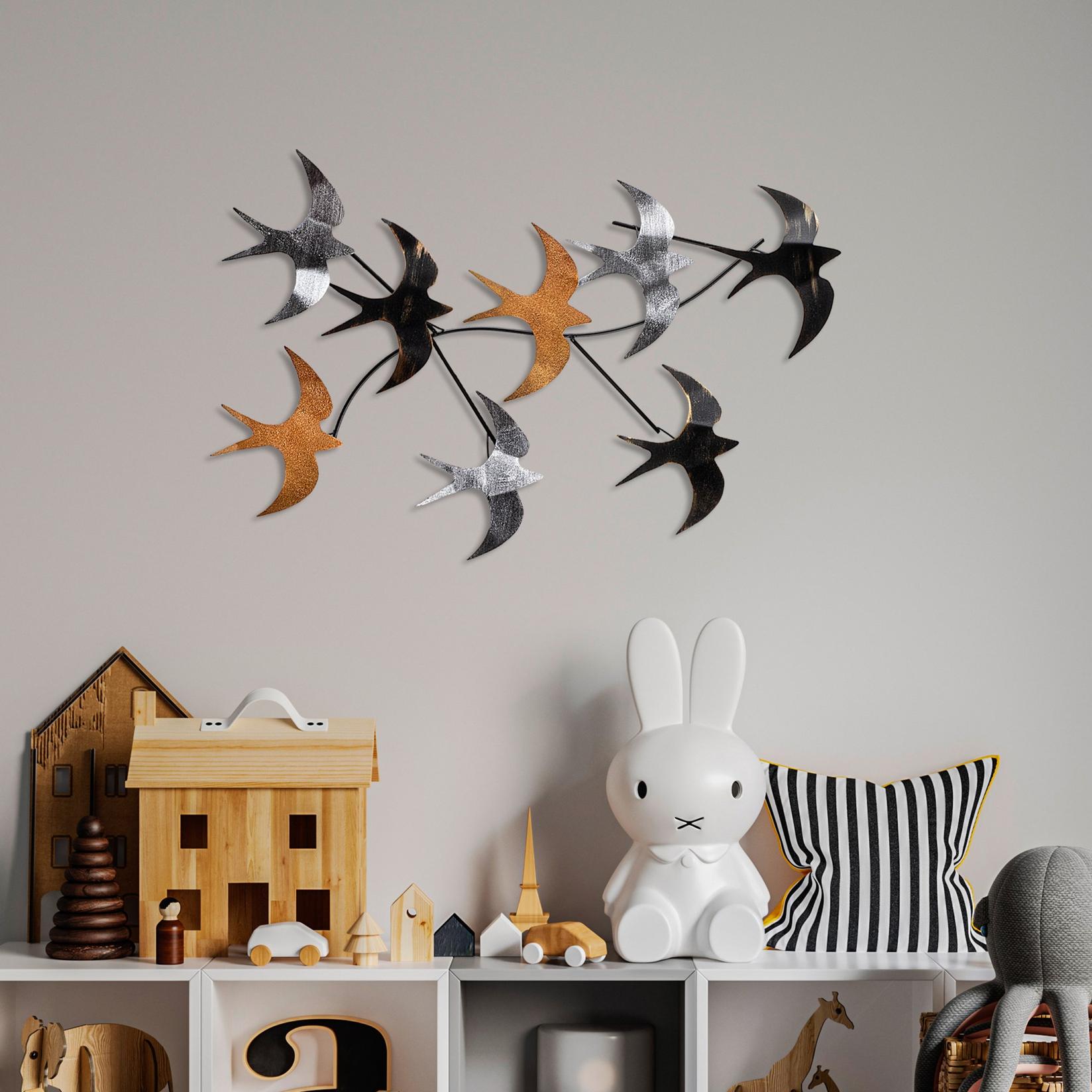 Wallity Zidna dekoracija Leteće ptice 2, 69x41x7 cm, 1,5 mm, Šarene