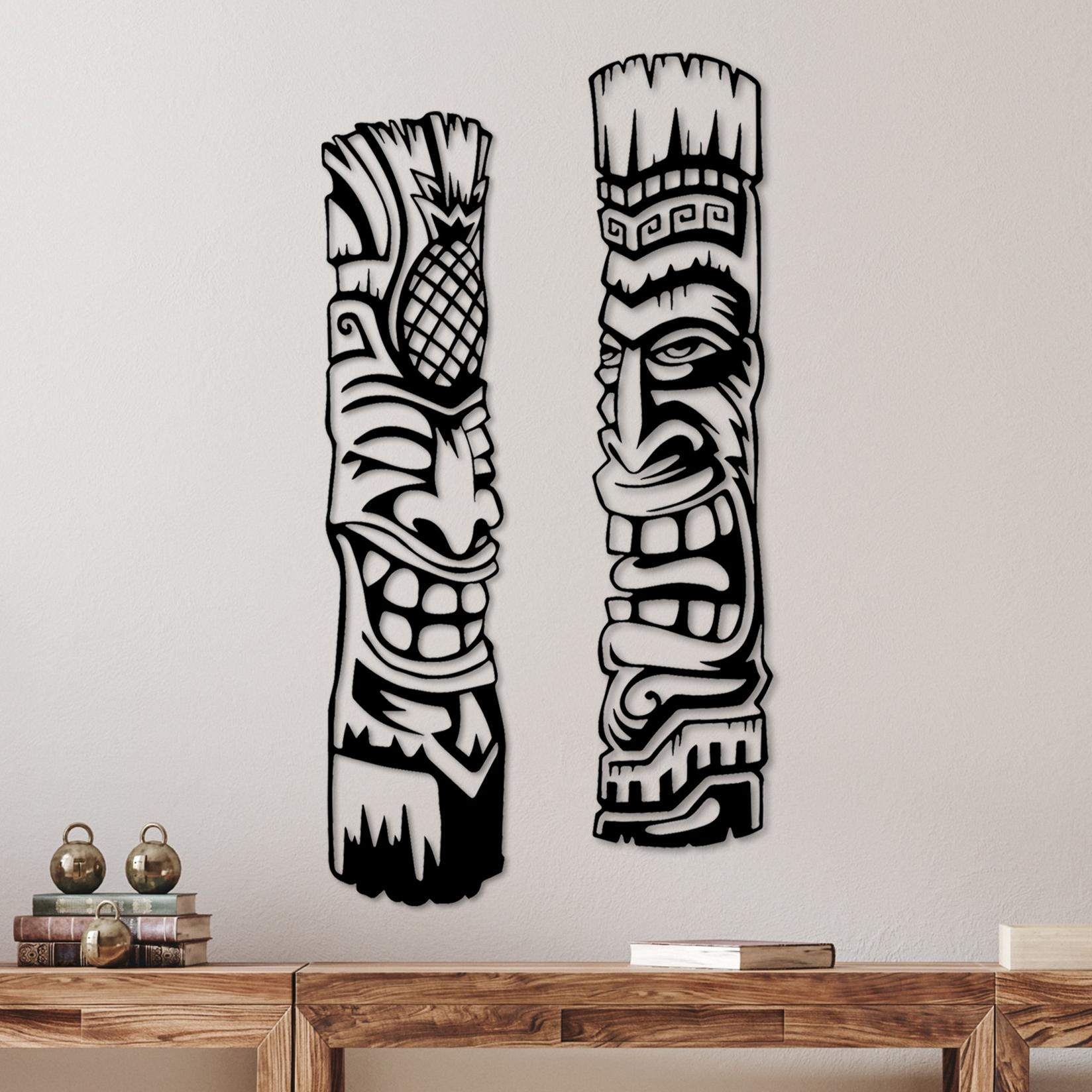 Wallity Set zidnih ukrasa Tiki, 20x84 cm, 1,5 mm, 2 komada, crna