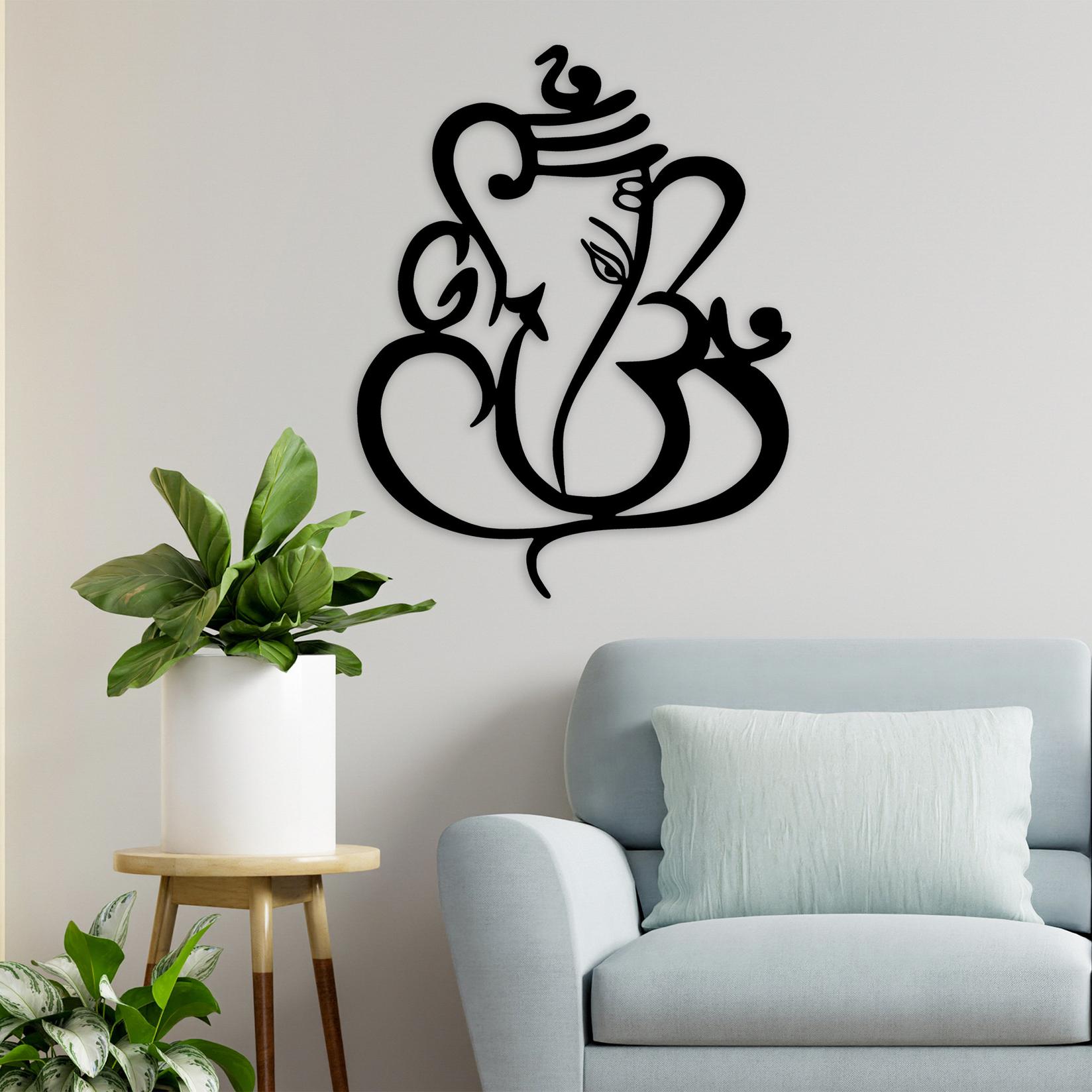 Zidna dekoracija Wallity Ganesha, 75x90 cm, 1,5 mm, crna