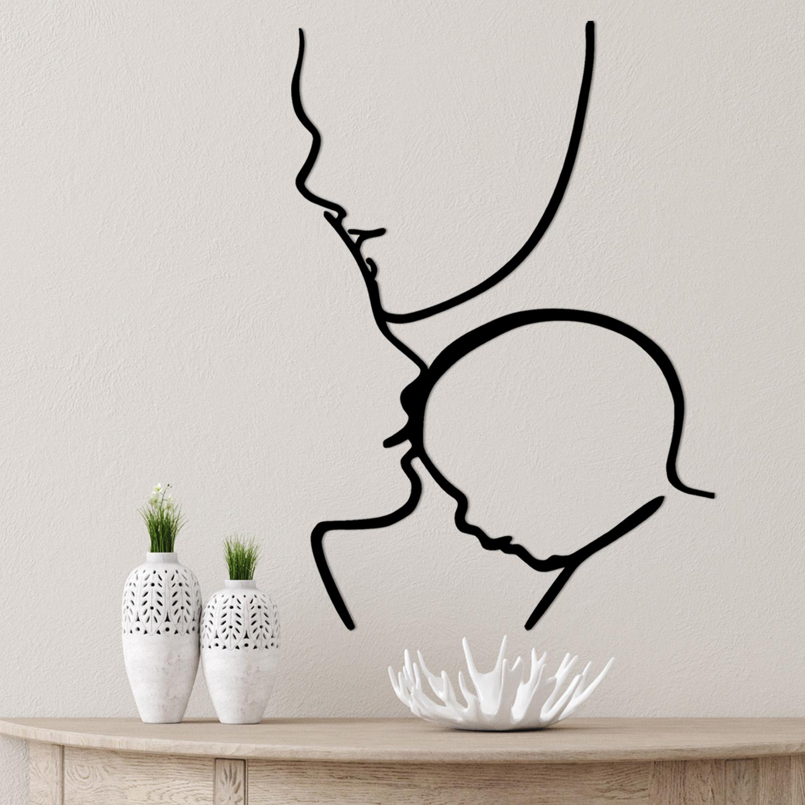 Wallity Zidna dekoracija Porodica, 72x0,15x50 cm, 1,5 mm, Crna