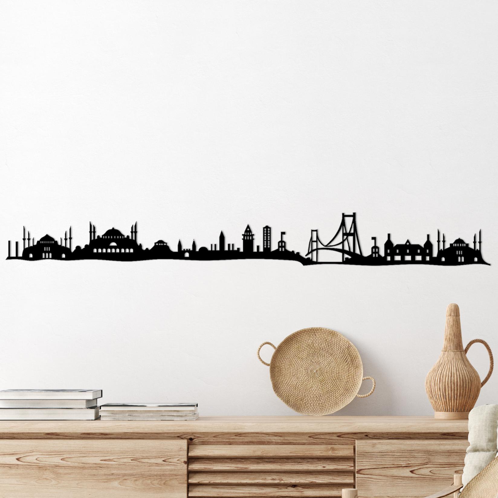 Wallity Zidna dekoracija Istanbulska panorama, 117x0,15x13 cm, 1,5 mm, Crna