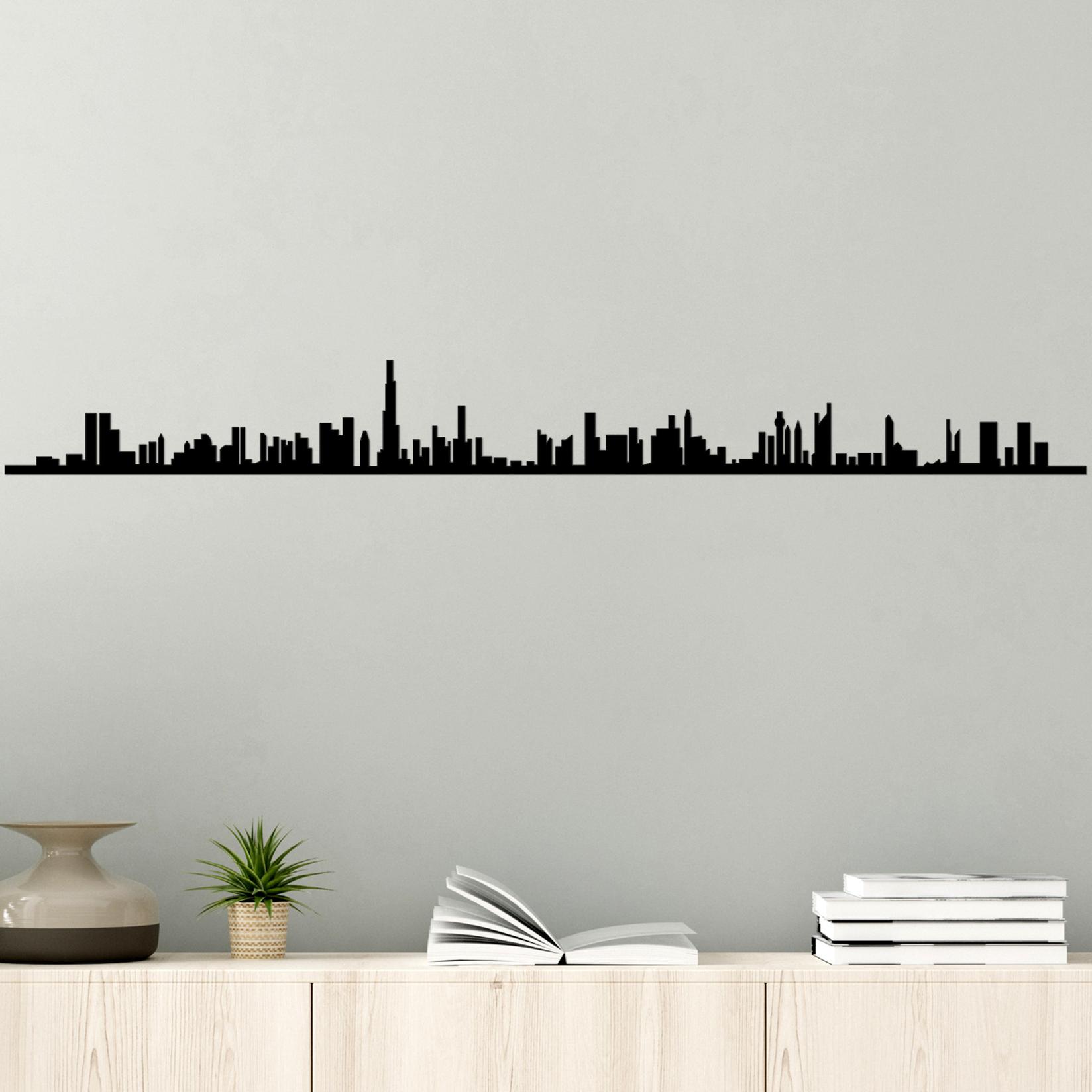 Wallity Zidna dekoracija Dubai Skyline, 120x13 cm, 1,5 mm, Crna