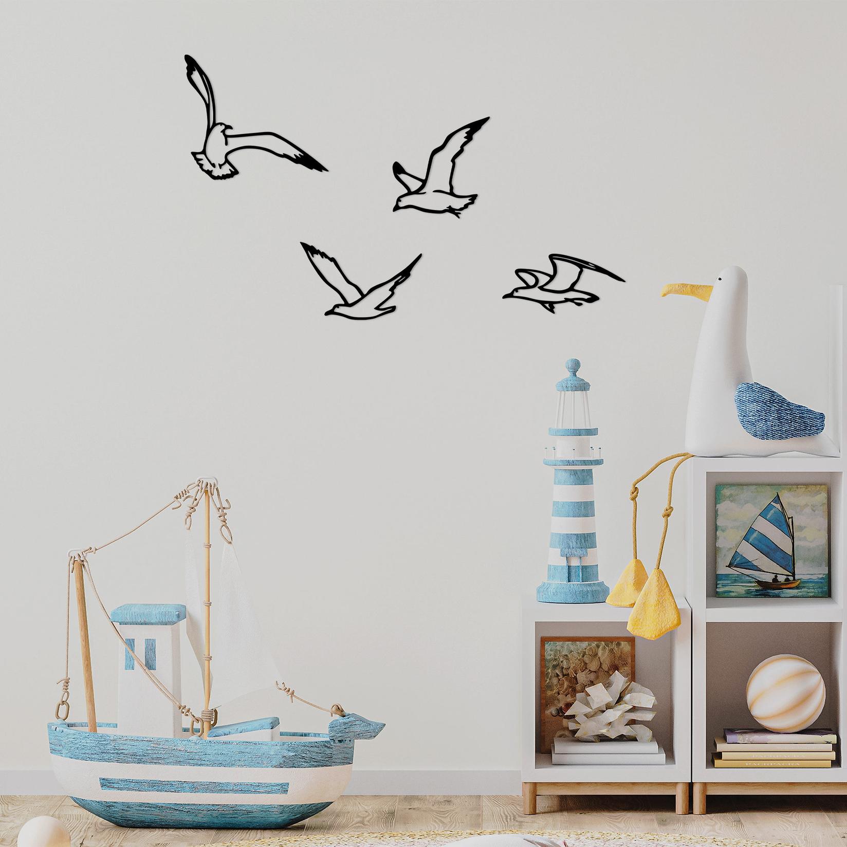 Wallity Set zidnih ukrasa Ptice Sorty-443, 4 dijela, Crna