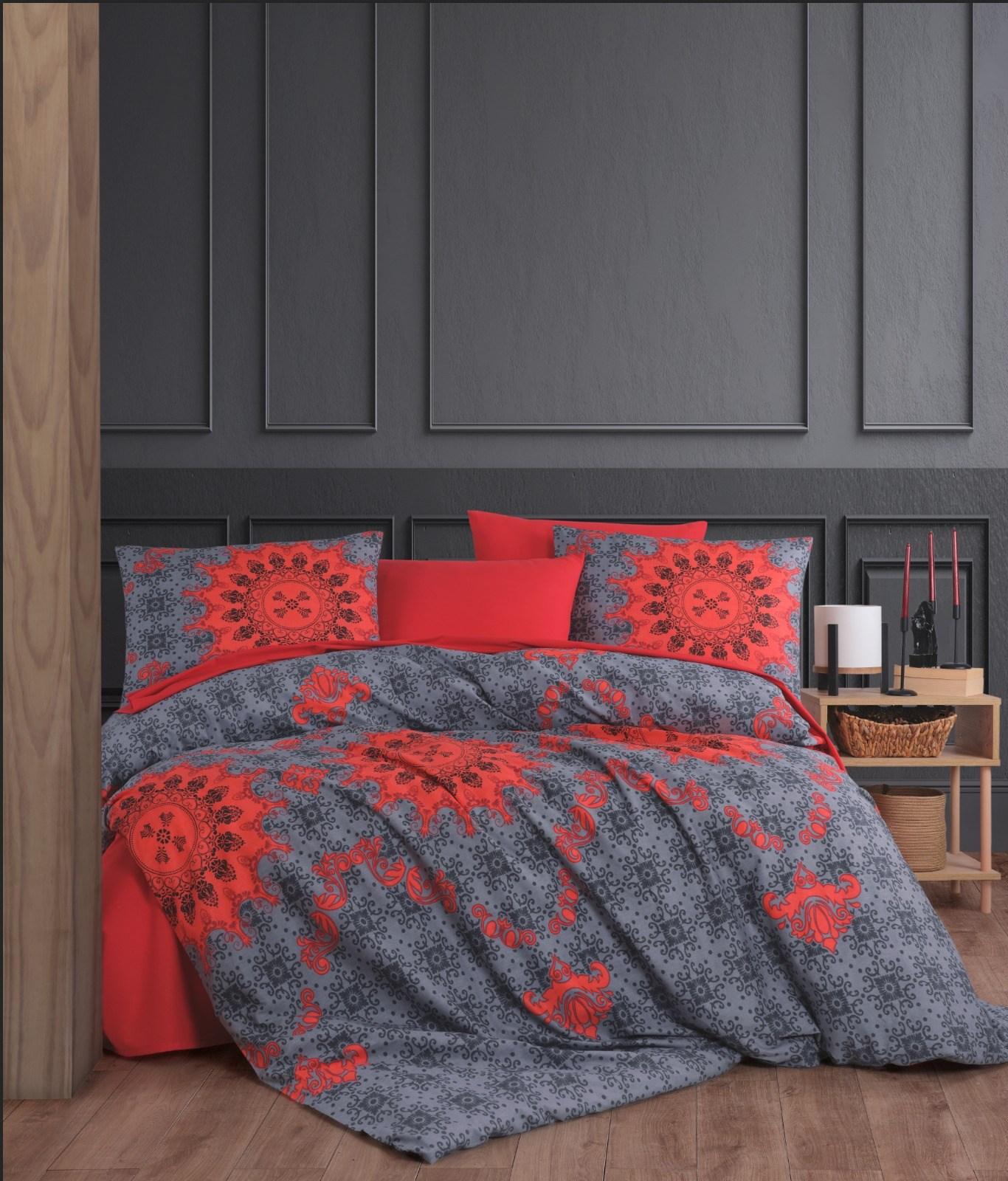 L'essentiel Maison set posteljine Saltanat, 200x220 cm, 220x240 cm, crveno-antracit