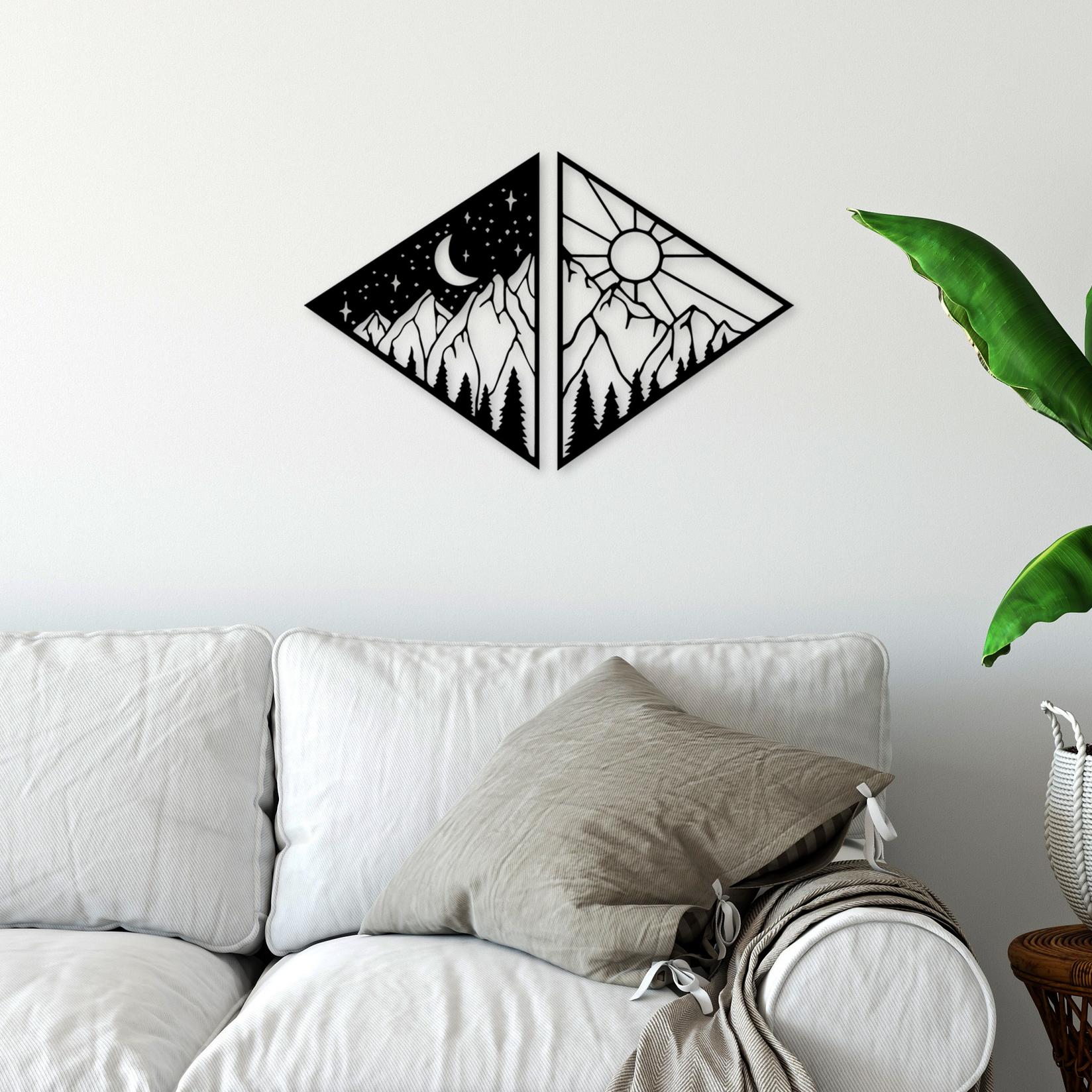 Wallity Zidna dekoracija Dan i noć, 63x41 cm, 1,5 mm, Crna