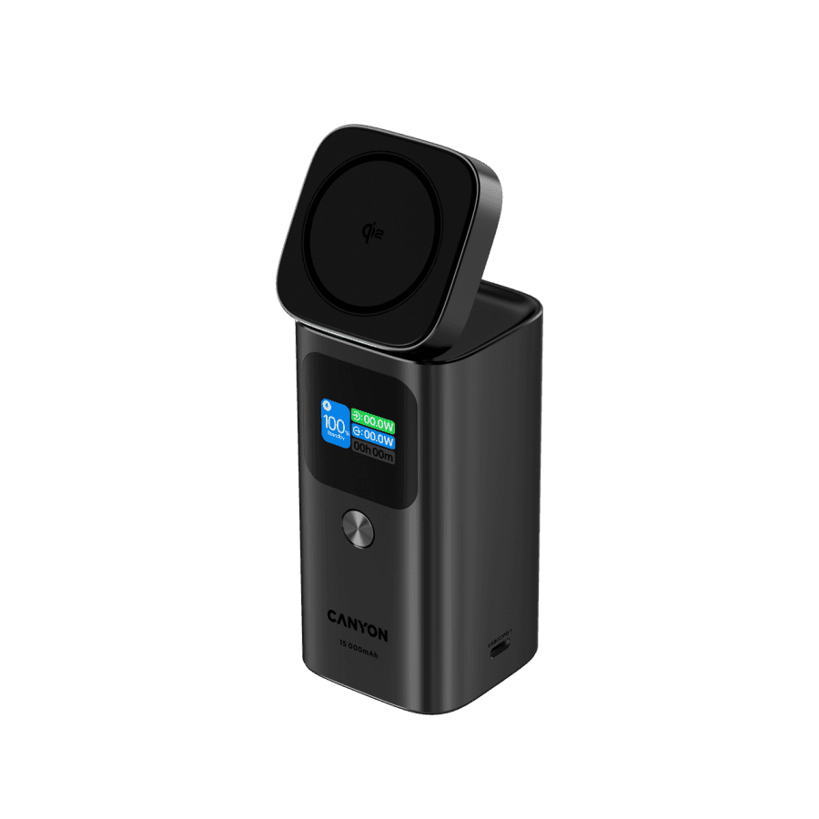 Canyon Magnetski Power Bank OnPower 150, 15000mAh, Qi2, Crni