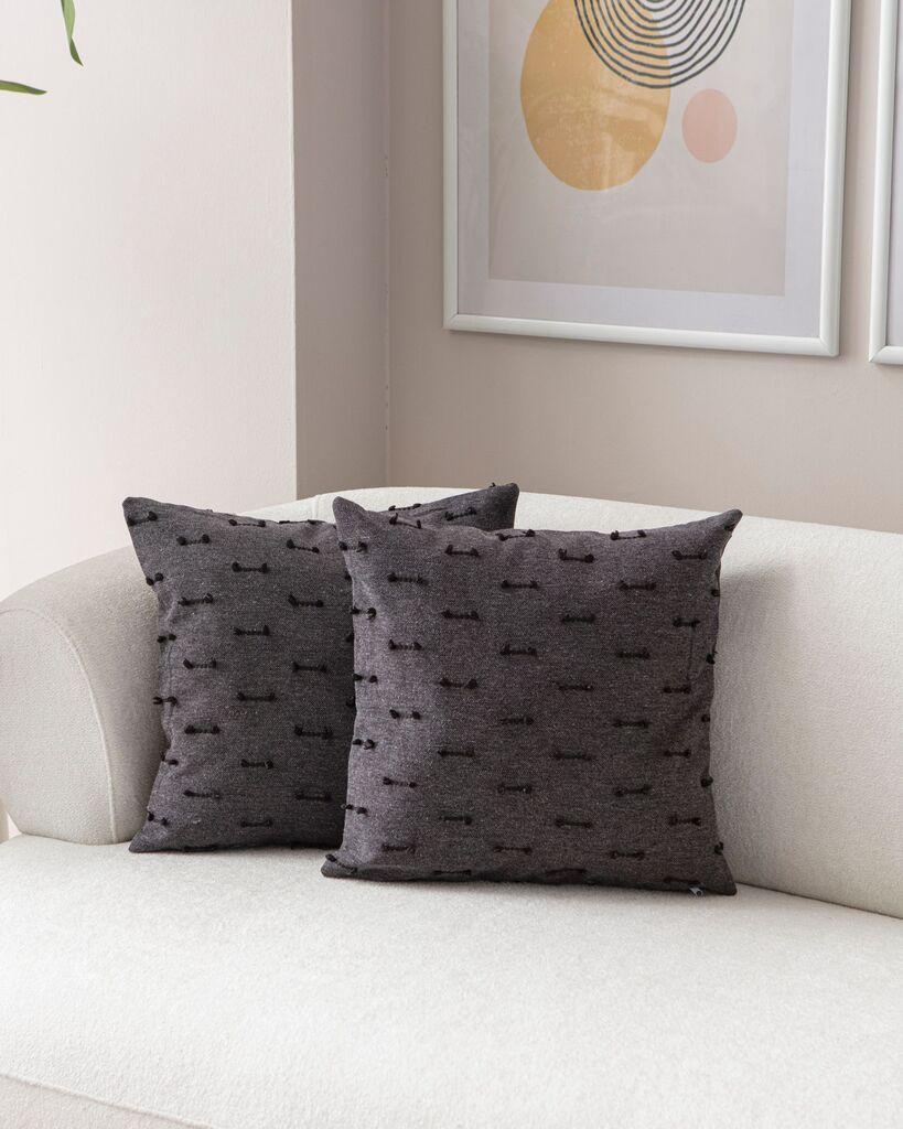 Aberto Design Set ukrasnih jastučnica Tuffet, 43x43 cm, 2 komada, Crna