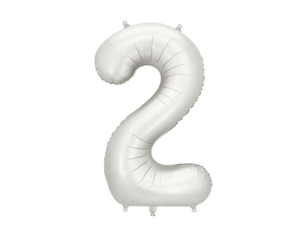 Partydeco Folijski balon FB1S-2-018, broj 2, 86 cm, Srebrni