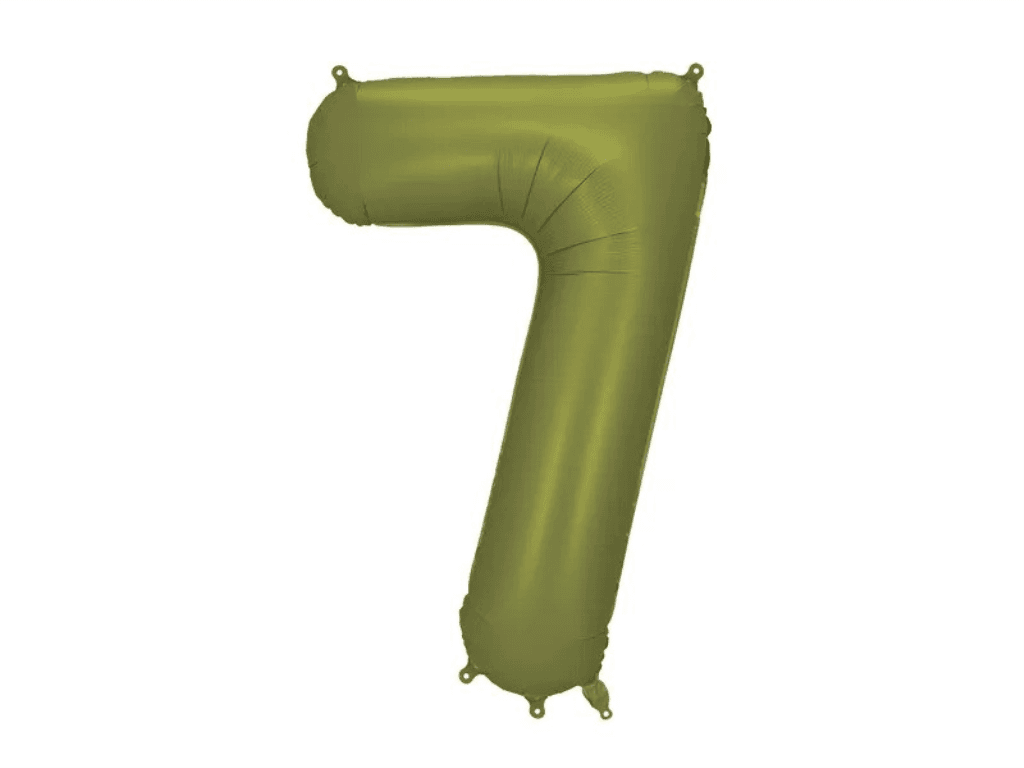 Partydeco Folijski balon FB1S-7-097, broj 7, 86 cm, Maslinasti