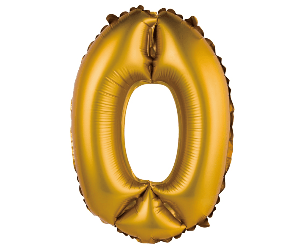 Partydeco Folijski balon BC-AZL0, 35 cm, Broj 0, Zlatni