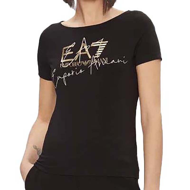 Emporio Armani Ženska majica Train Logo Series W Handwrittentee Crossover, Crna