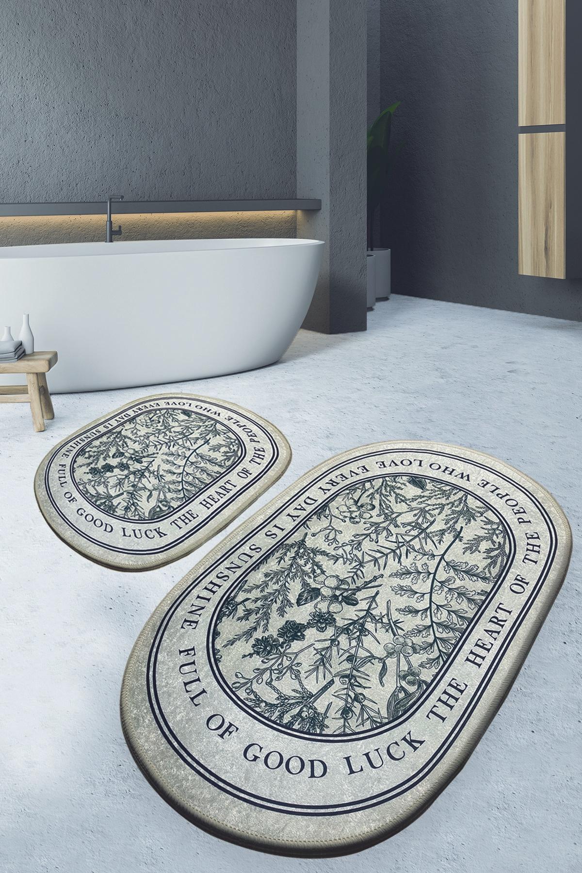 L'essentiel Maison Set od 2 kupaonska tepiha bež-zelena