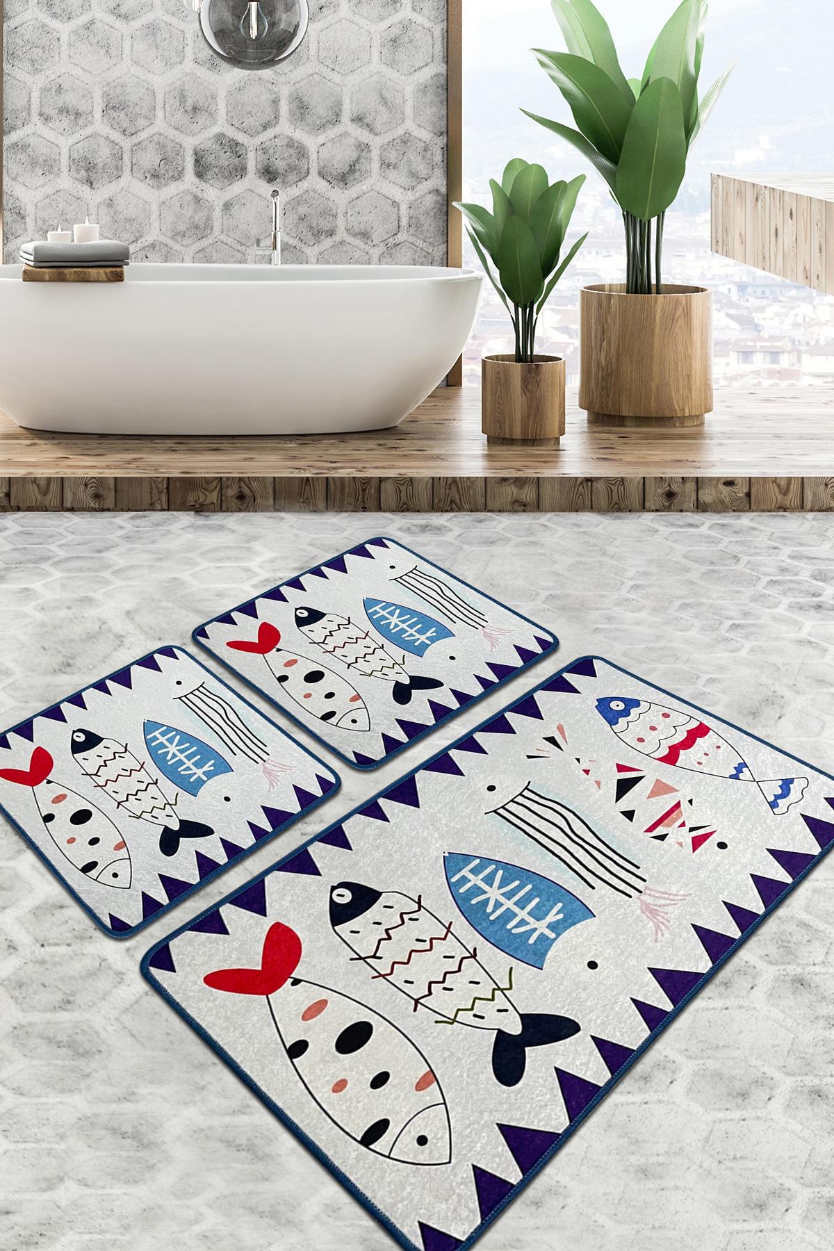 L'essentiel Maison Set od 3 kupaonska tepiha Colorful