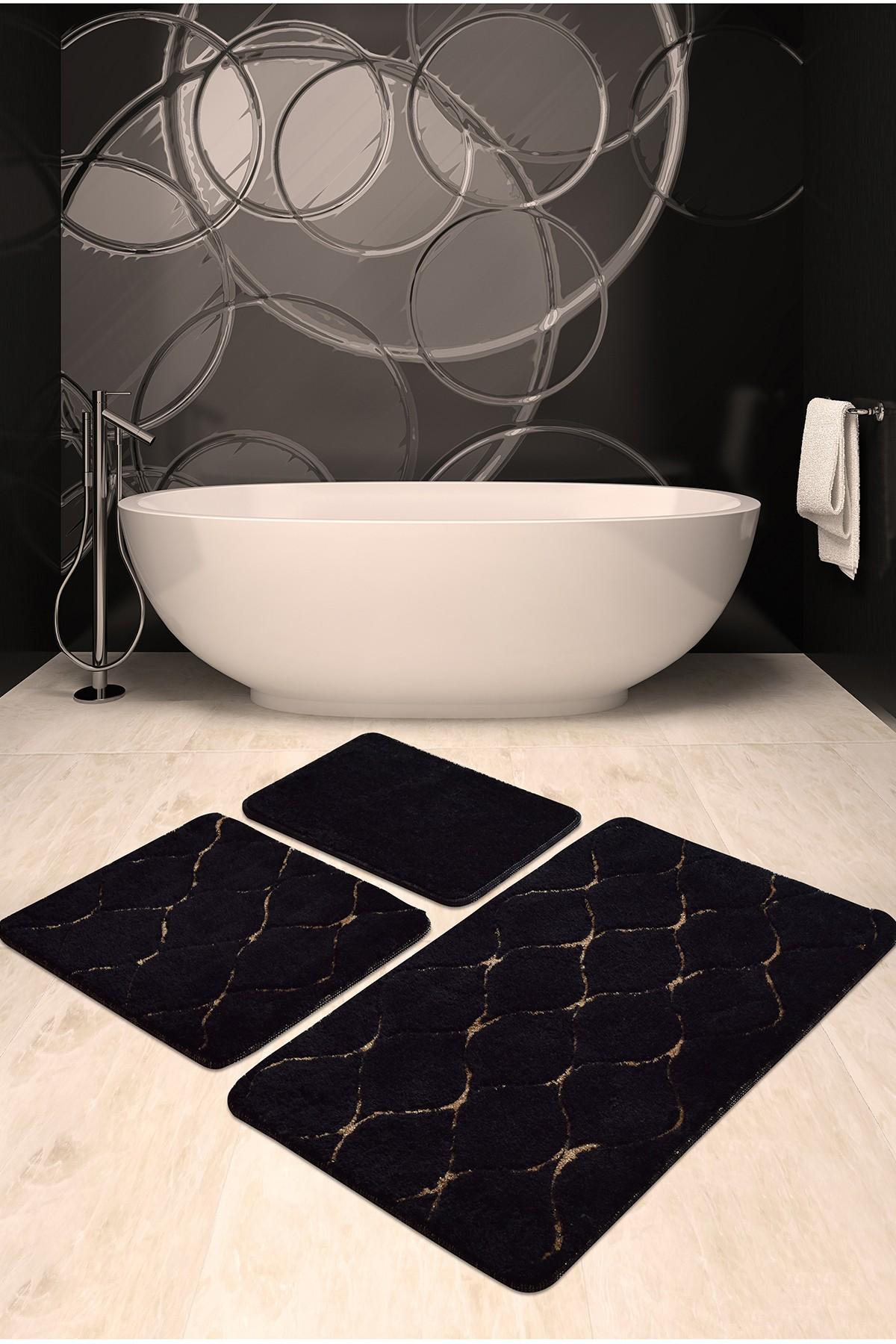 L'essentiel Maison Set od 3 kupaonske prostirke Black-Gold