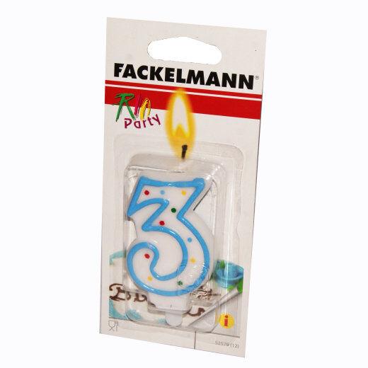 Fackelmann Rođendanska svijećica, Broj 3, Bijelo-plava