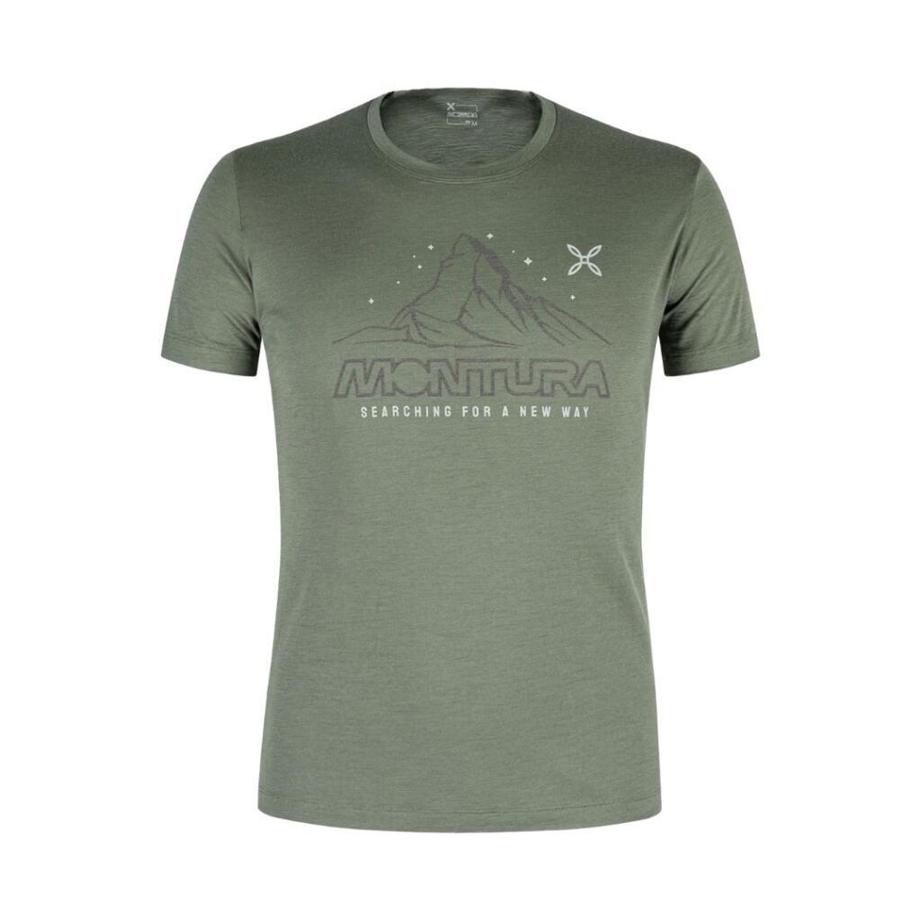 Montura Muška Majica za planinarenje Merino, Maslinasta