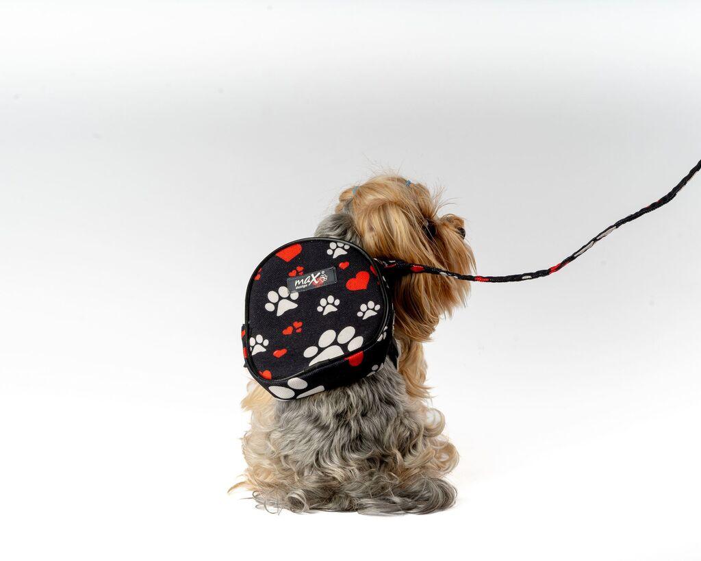 Ruksak i povodac za pse Paws & Whiskers, crni