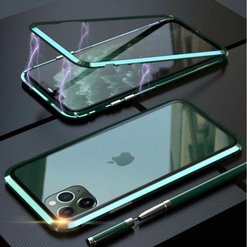 Staklena maska za iPhone 15 Pro Max, 360°, Magnetska Zelena