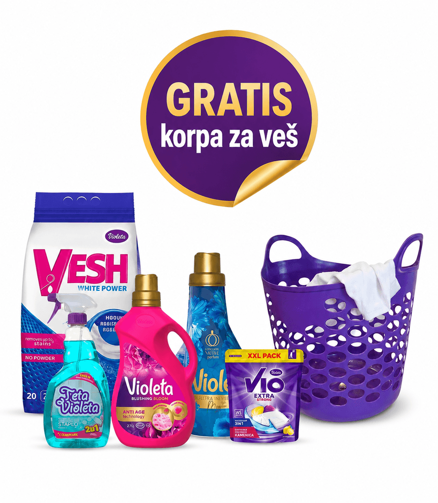 VIOLETA paket za domaćinstvo 5u1+ GRATIS korpa za veš