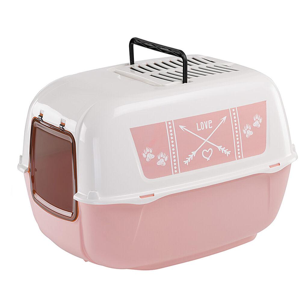Ferplast Zatvoreni toalet za mačke Prima Decor, 57.5x51.5x22 cm, Roze