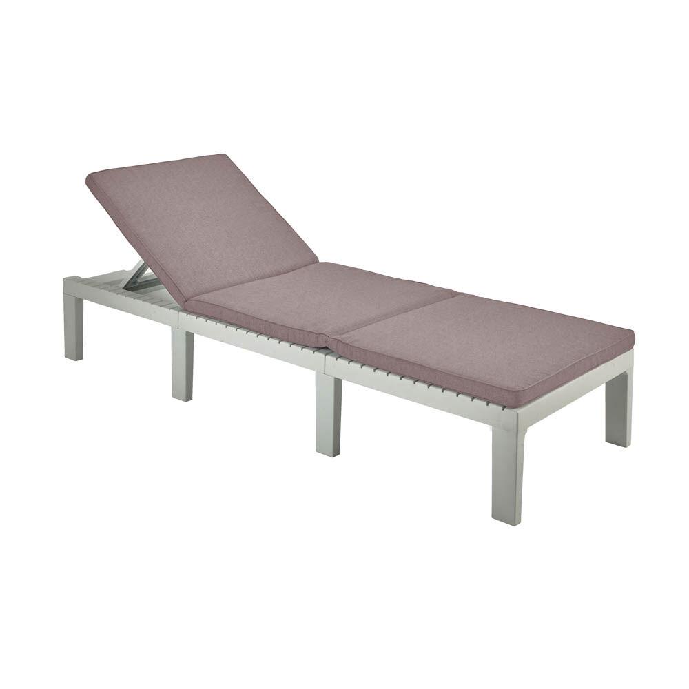 PROGARDEN Sklopiva ležaljka Haiti s jastukom – bijela, 5 položaja, 65 x 195 x 78 cm