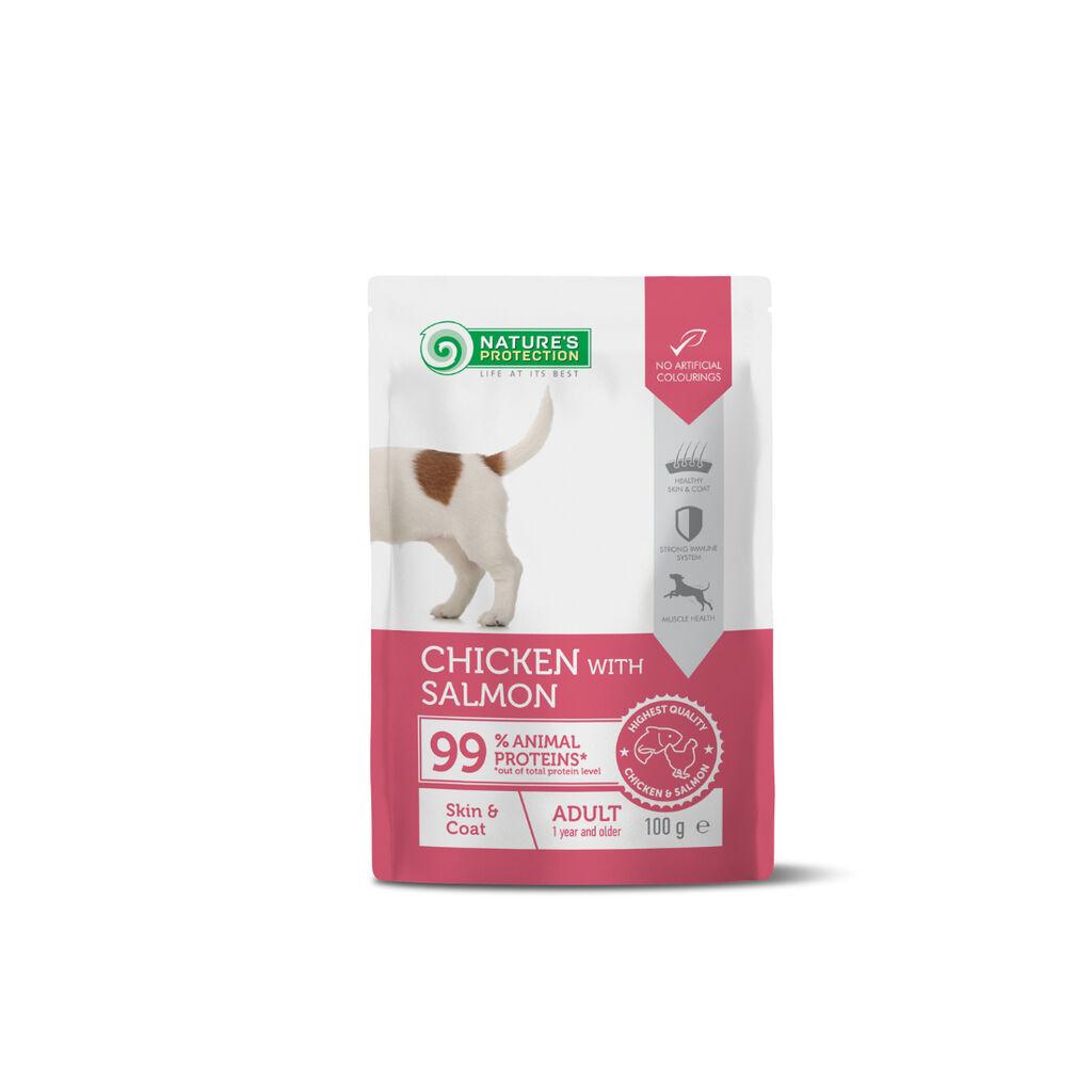 Nature's Protection Hrana za pse u umaku Skin&Coat, Piletina i losos, 100 g