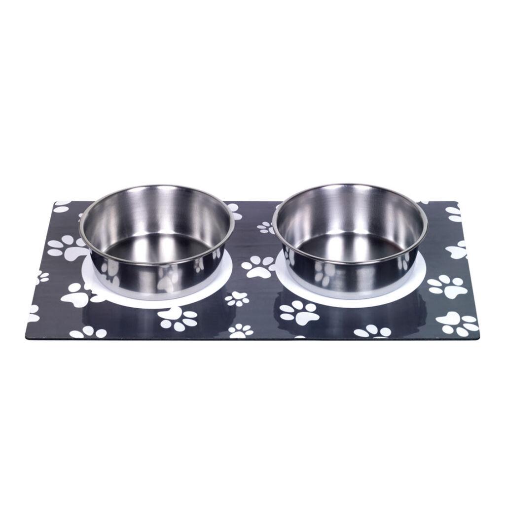 Nobby Magnetna podloga s dvije posude Paws, 920 ml, 16 cm, Crna