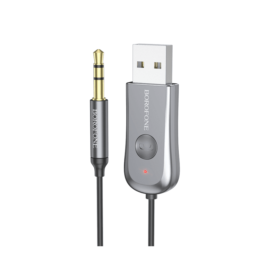 Borofone Bluetooth audio resiver sa kablom BC44, AUX 3.5mm, 1.2m, Sivi
