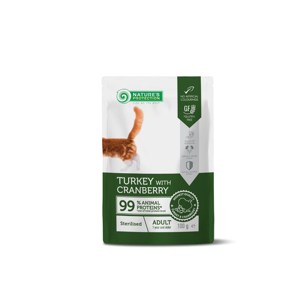 Nature’s Protection Hrana za mačke u umaku Sterilised Adult Cat, Ćurka i Račići, 100 g