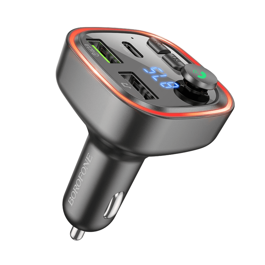 Borofone Bluetooth FM transmiter sa USB+Tip-C punjačem BC48, QC3.0, Crni