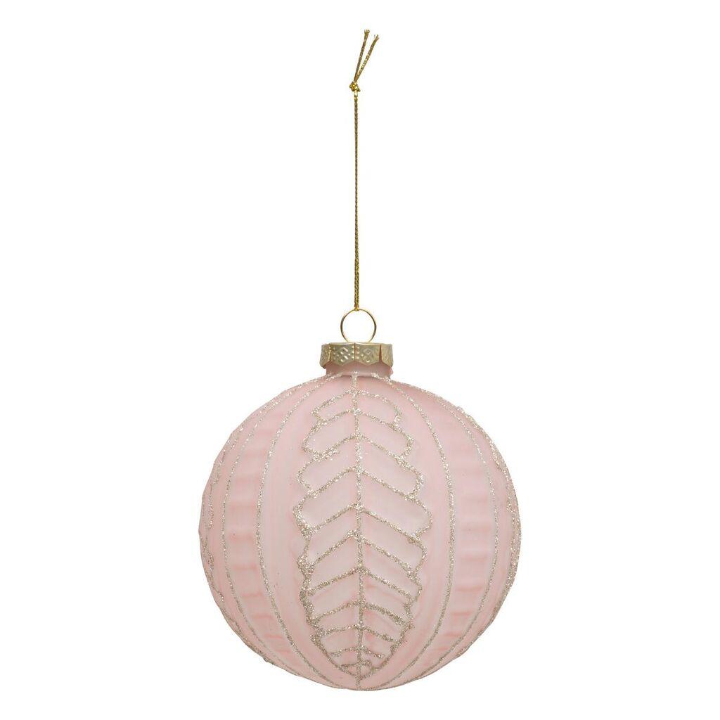 Atmosphera Stakleni ukras, Ružini listovi, 100 mm, roze boje