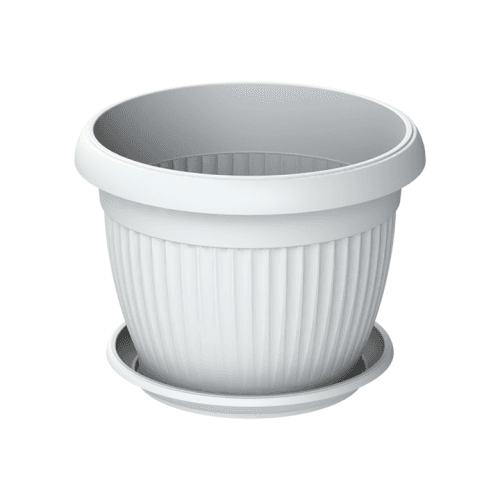 Fora Saksija sa podmetačem Mediteran, Fi36, bijele boje