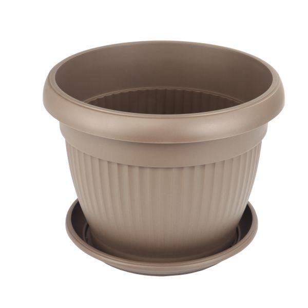 Fora Saksija sa podmetačem Mediteran, Fi25, smeđe boje