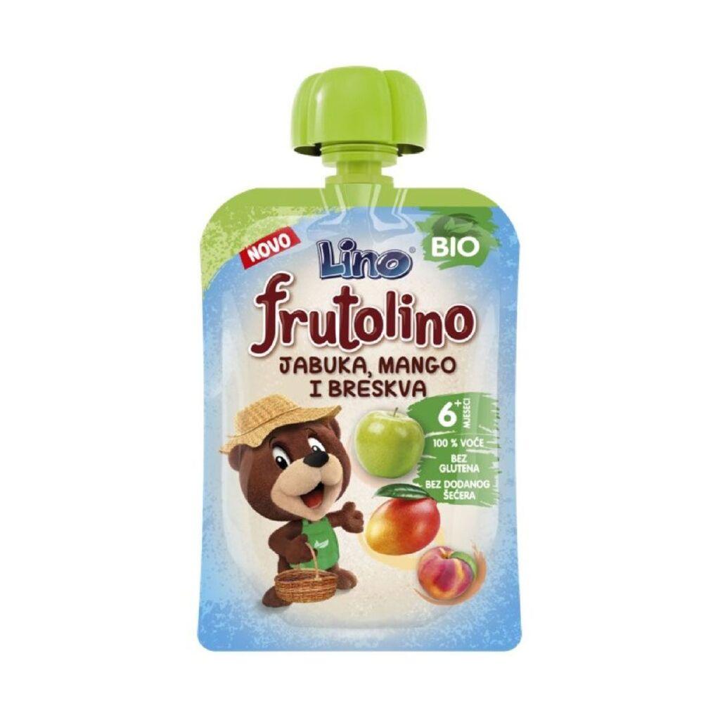 Podravka Frutolino Bio Voćna kašica, Pouch, 100 g, Jabuka, mango i breskva
