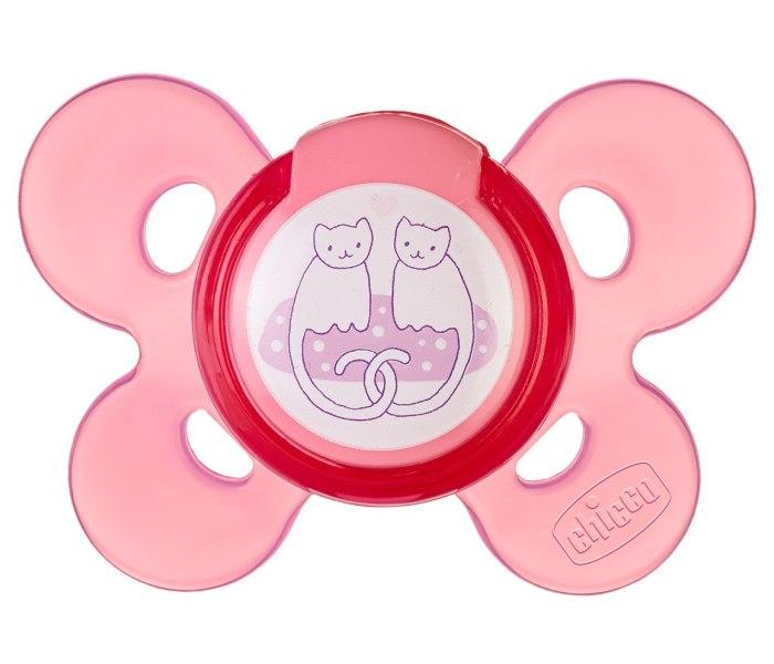 Chicco Varalica physio silikon 6-16m 1/1 0%BPA - ružičasta udobnost, crvena
