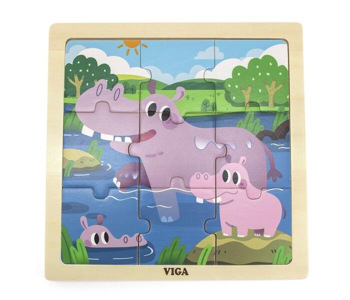 Viga drvoIgračka Master drvene puzle hippo 9kom.,Šarena