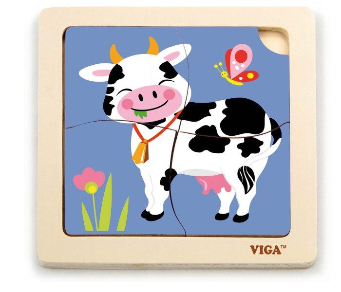Viga drvoIgračka Master drvene puzle kravica,Šarena