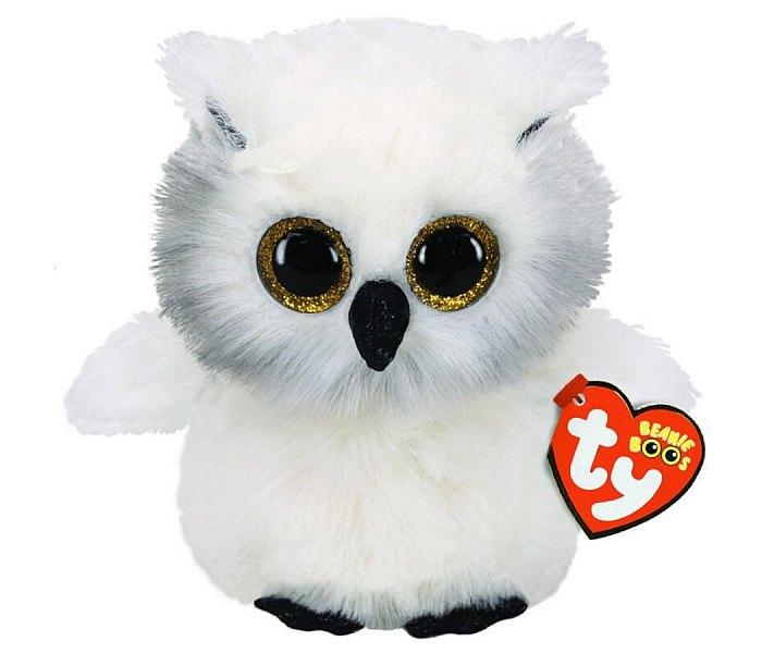 Ty plis Igračka sova, medium,Bijela