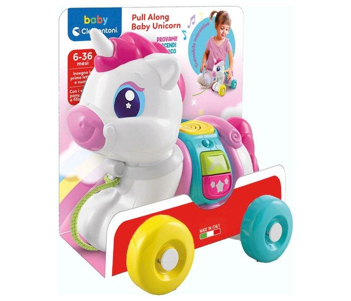 Clementoni igračka za bebe, jednorog na izvlačenje, bijela