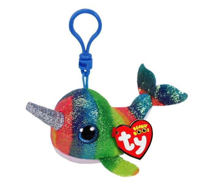 TY PLISH BOOS NORI, 8,5 cm - višebojni narval - Kopča