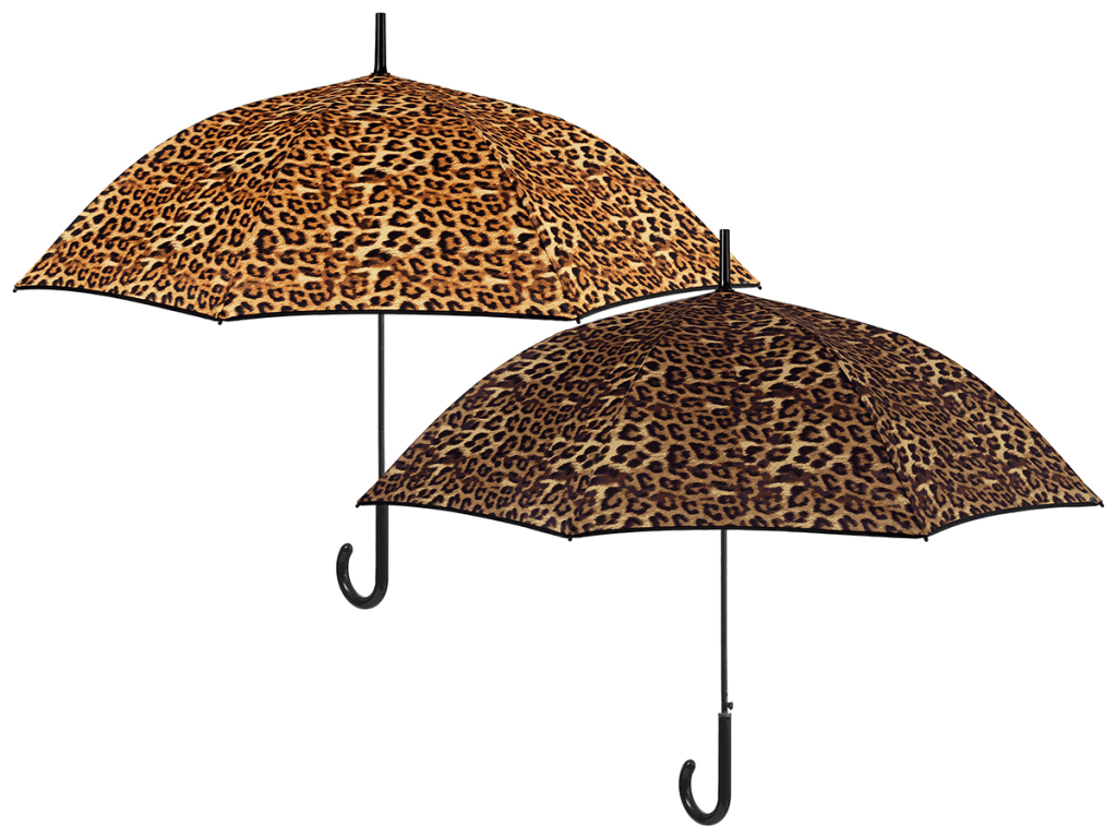 Perletti Kišobran ženski leopard print, Smeđe boje