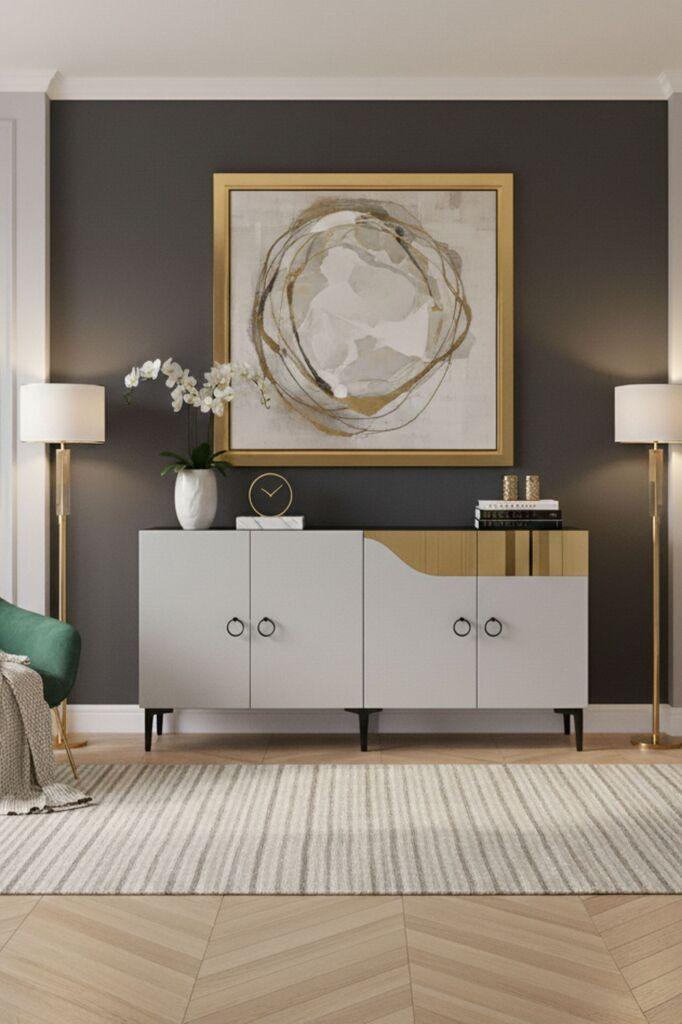 Hanah Home Komoda Gama 150, Sivo-zlatna