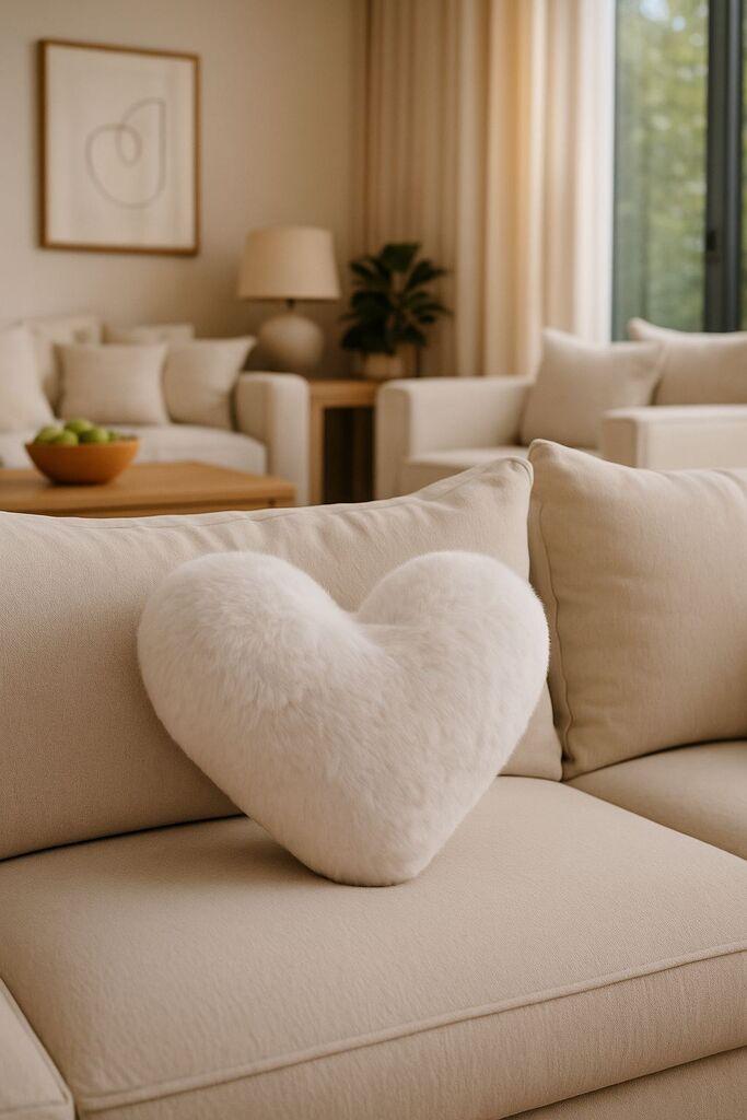 Aberto Design Dekorativni jastuk Heart, 38x33x9 cm, Bijeli