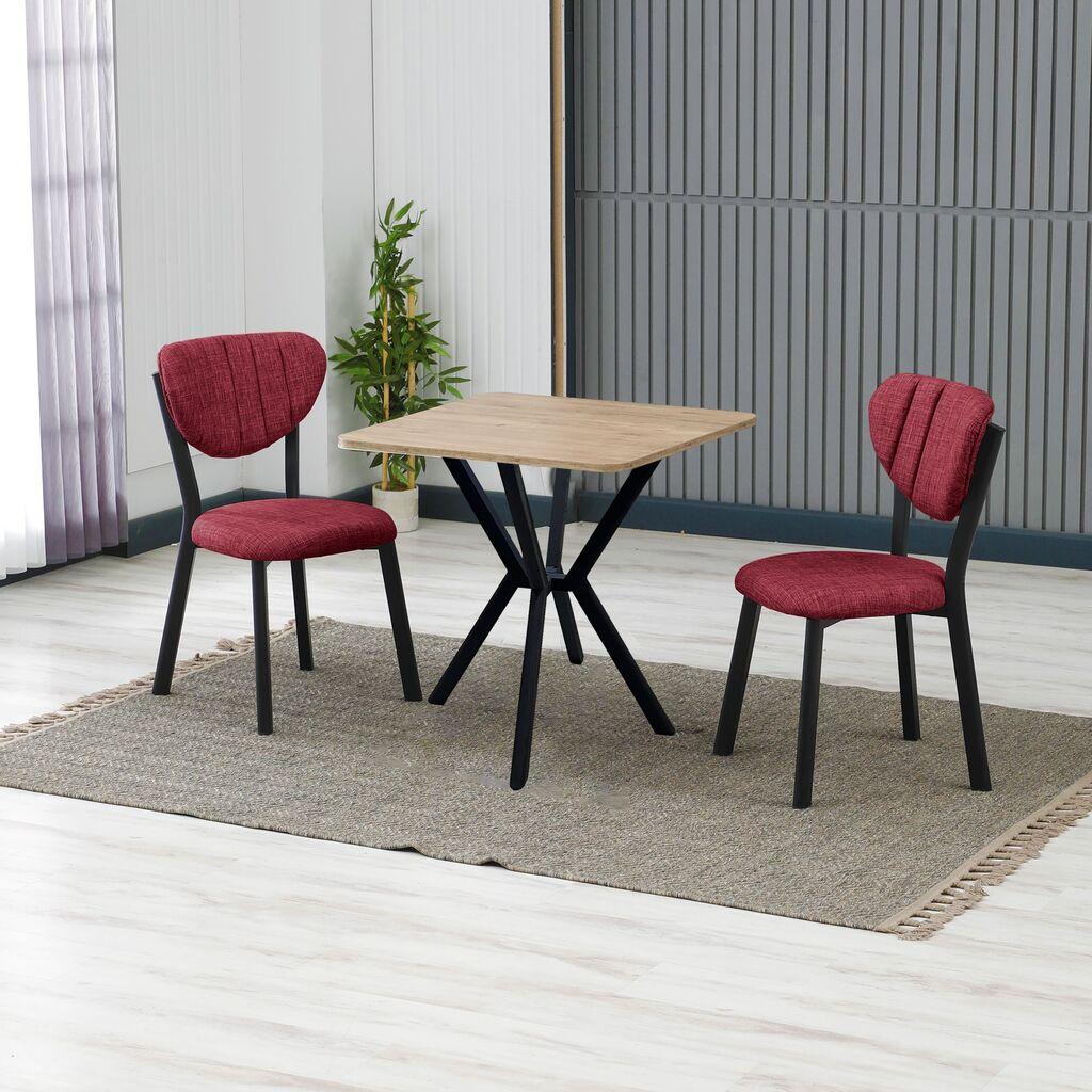 Hanah Home Elma trpezarijski sto i stolice, bordo-krem boja