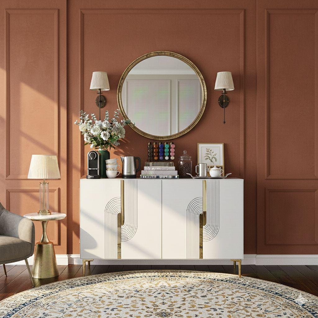 Hanah Home Komoda Meyra 120, Bijelo-zlatna