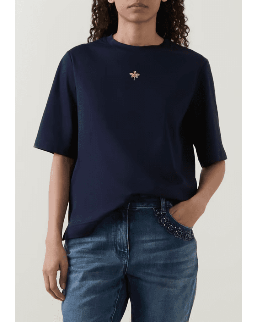 Elena Miro Ženska majica, kratak, rukav, Okrugli izrez, Teget