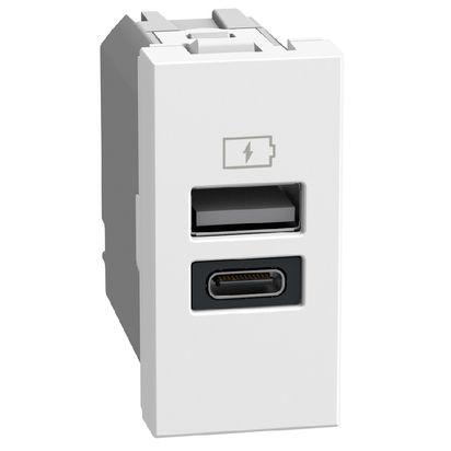 Bticino Utičnica Light Now YW4191AC, USB TIP A-C, 1M, 3A, 15W, Bijela