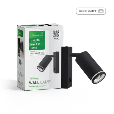 Gama Zidna Svjetiljka Green Tech, GU10, IP20, Crna