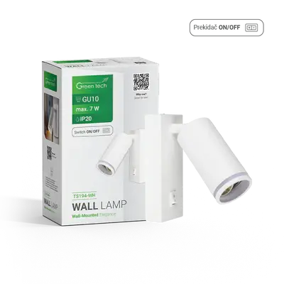 Gama Zidna Svjetiljka Green Tech, GU10, IP20, Bijela