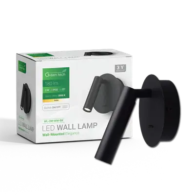 Gama LED Zidna Lampa Green Tech 3W, 3000K, Crna